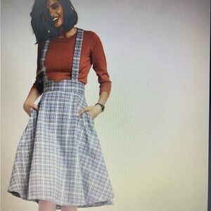 Plaid Pinafore Dress L